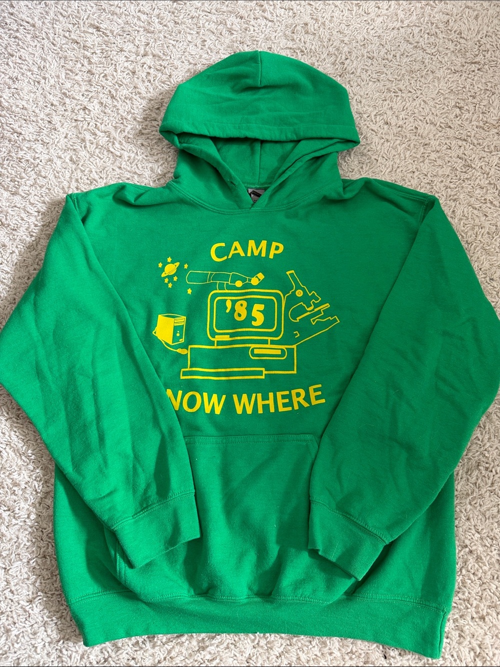 Gildan Green Hoodie with Yellow Camp Graphic
